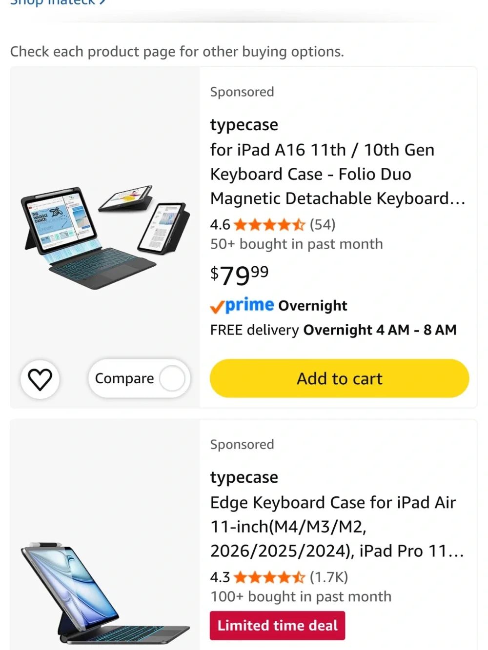 Typecase Touch Black Tablet Keyboard Case with Backlit Keys